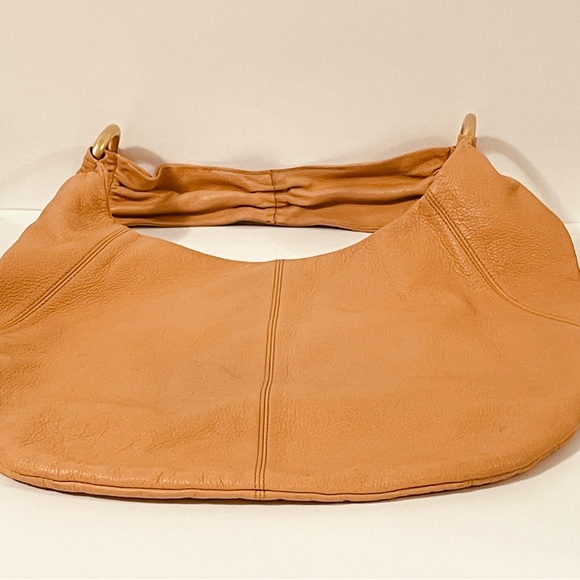 Elegant Anne Klein Cognac Leather Hobo Bag, Gold Hardware, 3 Interior Pockets - Picture 3 of 5